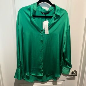Zara Long Sleeve Satin Top